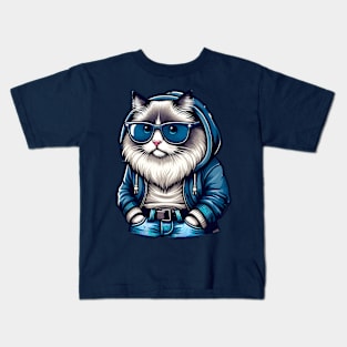 Ragdoll Cat With Sunglasses Kids T-Shirt